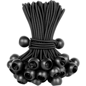 Ball Bungee Cords 6 Inch Bungee Cord with Balls, 50 PCS Heavy Duty Bungie Cord Balls Canopy Tarp Tie Down Bungee Balls for Camping, Shelter,Cargo,Tent Poles UV Resistant