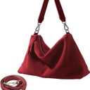Suede Tote Bags for Women, Suede Purse Handbag Vintage Slouchy Hobo Shoulder Crossbody Bag