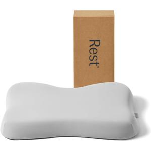 REST Evercool Cooling Pillow, Instant Cool-to-Touch Shell Fabric & Breathable Silicone Sponge Core for All-Night Temperature Regulation & Ergonomic Support, Medium Height, Light Gray