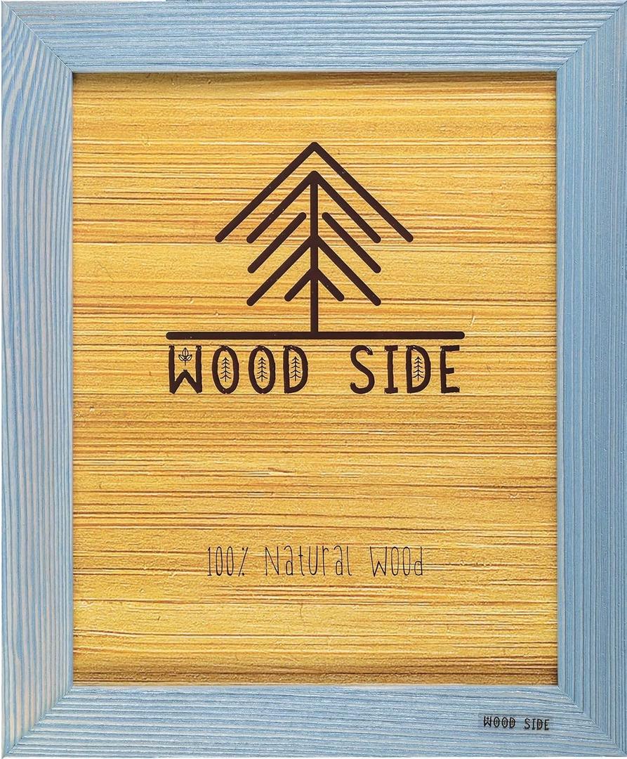 Rustic Wooden Poster Picture Frame 24x36- Natural Solid Eco Distressed Wood for Wall Mounting Photo Frame - Blue 