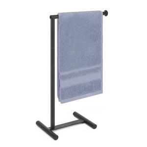 Livabber L-Shape Hand Towel Holder Stand, Metal Hand Towel Rack Modern Countertop Hand Towel Ring Standing Towel Bar for Bathroom Kitchen Vanity (Black)