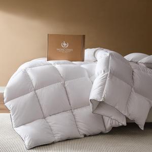 PACIFIC COAST Goose Down Fiber Comforters Oversized King Duvet Insert, All Season White Comforter, 3D Hidden-Stitch Baffle Box Design, 8 Tabs, Gifts for Women/Men, Extra Fluffy Luxury Duvet (116"x98")