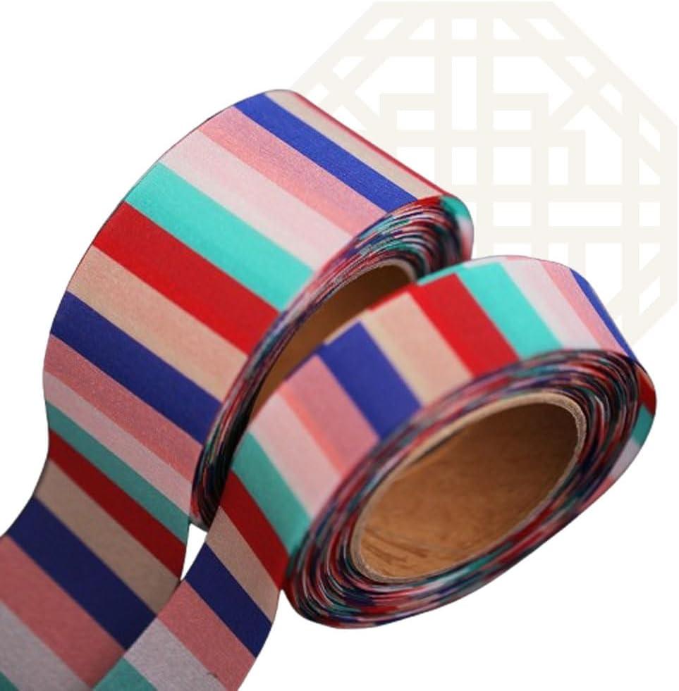 Korean Traditional Satin Ribbon 10 Yards Colorful Striped Pattern Fabric Craft DIY Decorations (Multi-Color #1, 1-1/2 inch)