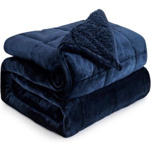 Cottonblue Weighted Blanket 20lbs 60x80 Inches, Navy Blue ​Sherpa Blanket Throw Sofa Bedding Heavy Blanket for Adults, Soft Cozy Fleece Blanket On Queen Bed, Plush Fleece Minky 20 lb Weighted Blanket