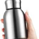 Mifoci 1 Pcs 10oz Mini Water Bottles Stainless Steel Slim Insulated Thermal for Hot Cold Drink Thermal Small Vacuum Portable Water Bottle for Women Gifts Travel Camping Hiking (Steel Color)