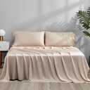 ACCURATEX Cooling Sheets King Size - Viscose Made from Bamboo, Luxury Cool Silky Sheet Set for King Size Bed, Super Soft Breathable Bedding Sheets up to 16 inches Deep Pockect,Sandy