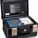 Honeywell Safes & Door Locks - Fireproof & Waterproof Small Safe Box Chest for Home - Fits Folded Letter Size Documents - Strong ABS Plastic - Document Box with Key Lock System - 0.15 CU, Black, 1102