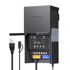 DEWENWILS 200W Low Voltage Landscape Transformer with Photocell Sensor & Timer, 120V AC to 12V/14V AC, Weatherproof Outdoor Landscape Lighting Transformer for Garden Lights, Spotlights, Steplights