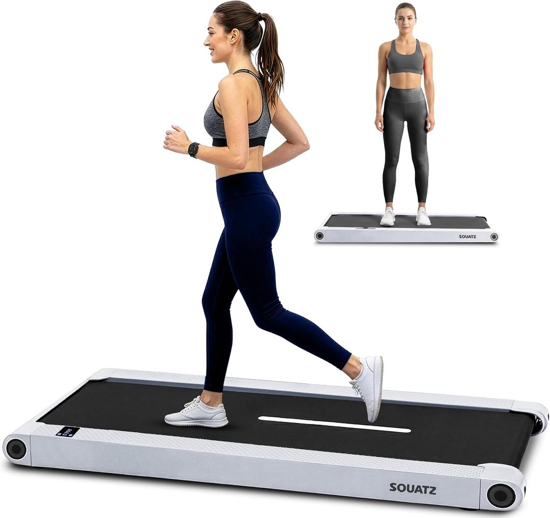 2-in-1 Walking Pad Treadmill with Vibration Plates, Compact Under Desk Walking Pad with Remote Control, LED Display, Non-Slip Belt, Quiet 1.0HP Motor for Home or Office Workout