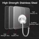 Large Hooks for Hanging Heavy-Duty 44Ib(Max) 10 Packs, Wall Hangers without Nails Self-Adhesive Traceless Clear and Removable, Waterproof and Rustproof Multiple Uses for Bathroom Kitchen Home