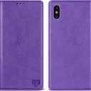ZZXX for iPhone Xs Max Wallet Case with [RFID Blocking] Card Slot Stand Strong Magnetic Leather Flip Fold Protective Phone Case for iPhone Xs Max Case Wallet(Purple-6.5 inch)