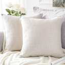 OTOSTAR Linen Throw Pillow Covers Set of 2 Decorative Square Pillowcases Cushion Covers 26x26 Inch for Home Decor Sofa Bedroom Car 65 x 65 CM Beige