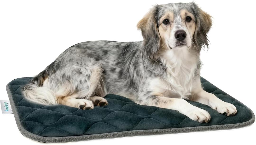 Furrybaby Dog Bed Mat Flat Crate Mat with Anti-Slip Bottom Machine Washable Pet Kennel Pad for Dog Sleeping (M 30x19'', Grey Mat)