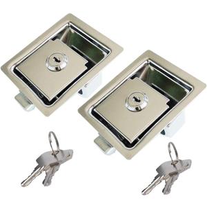 2 PCS Flush Mount Paddle Handle Stainless Steel Locking Door Latch RV Paddle Entry Interior Handle Knob Deadbolt Toolboxes and Compartment Silver