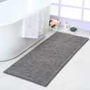 Noahas 24''x 60'' Grey Long Bathroom Rugs Runner,Absorbent Bath Mats for Bathroom Non-Slip with Rubber Backing,Soft Washable Carpet,Plush Chenille Shower Mats Shaggy Durable Bath Rugs