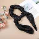 35inch Hair Scarf for Black Women Hair Silk Scarfs Satin Head Scarf Square Scarf Bandanas Hair Wraps Scarf for Women(Black) (Black)
