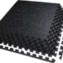 AIRHOP 0.56in Thick 24 Sq Ft Exercise Equipment Mats, 6 Tiles Upgraded Rubber Top with High Density EVA Foam, Large Interlocking Puzzle Gym Flooring for Home Gym, Heavy Weight Workout, 24 x 24in (Black/White)