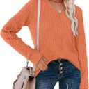 Sampeel V Neck Long Sleeve Shirts for Women Casual Fall Tops Lightweight Tunic Sweaters Fashion Clothes Loose Fit 2025 (Orange, XXL)