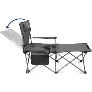 apollo walker Camping Chairs for Adults - 6 Legged Beach Chair with Foot Rest, Adjustable 90 - 135 Reclining Lounge Chair Outdoor, Folding Chairs for Outside with Detachable Pillow & Carry Bag Grey (Regular)