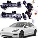 Pair of Dual Color LED Fog Light White DRL + Amber Dynamic Sequential Turn Signal/Clearance Lamp Compatible with Tesla Model 3 2017-2023(Not fit 2021 model 3 SR+) & Model Y 2020-2023
