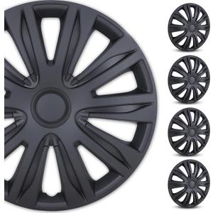 WOLFSTORM 4-Pack 15 Inches Wheel Rim Cover Hubcaps,Redesign Fashion Style Replacement Hubcaps,Car Truck SUV Hub Accessories, Matte Black