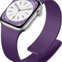 Magnetic Silicone Watch Band Compatible with Apple Watch Bands for Women 40mm 41mm 42mm 38mm, Soft Sport Silicone Strong Magnet Strap Replacement for iWatch Series 10 9 8 7 6 5 4 3 2 1 (Purple)
