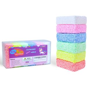 Silly Foam, Creative Modeling Foam Beads, 1-Pack of 6 Neon Pastel Color Blocks, No-Slime No-Mess, Perfect for Preschool and Kids, Arts & Crafts, Sensory Play, STEM, Travel Toy, Non-Toxic (Age 3+)