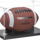 Football Display Case, Thickened UV Protection Clear Acrylic Lid Football Holder, Wood Football Base Stand Football Cases for Signed Football Full Size
