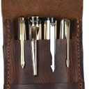 Leather Pen Case, Handmade Full Grain Organizer Pouch, Durable Protective Cover for Fountain Pens and Writing Tools (Brown)