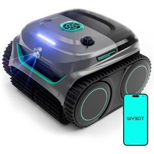 WYBOT C2 Vision Cordless Pool Vacuum, AI Camera Robotic Pool Cleaner with Smart Navigation Route, Powerful Suction, Full Floor to Waterline Cleaning for Inground Ground Pools, Gray Green