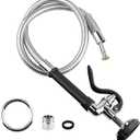 Commercial Sink Faucet Sprayer with 44" Stainless Steel Hose, Universal 1.42 GPM Pre Rinse Sprayer with Ergonomic Handle Commercial Faucet Parts,Fit for Dish Washing Spray, Black