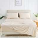 GOKOTTA Twin XL Sheet Sets, 100% Tanboocel Rayon Derived from Bamboo Sheets Twin XL Set, Soft Cooling Sheets, 15" Pocket Twin XL Sheets with Elastic Corner Straps, Moisture Wicking,Double Stitching (04 Light Beige)