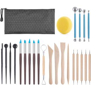 Luney Clay Tools Kit, 25 PCS Ceramics Polymer Clay Sculpting Modeling Pottery Tools Kit, Air Dry Clay for Adults, Pottery Craft, Dotting, Baking, Carving, Drawing, Molding, Modeling, Shaping