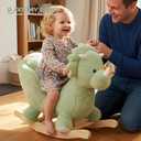 Rock My Baby Rocking Horse Green Dinosaur with Chair, Plush Stuffed Animal Rocker for Toddlers 1-3, Baby Rocker with Sweet Music, Wooden Rocking Horse Baby Animal Rocker,CPC Certified
