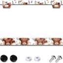 Cute Highland Cow and Floral License Plate Frame Animal License Plate Frames Aluminum Car Accessories Cover with 2 Holes and Screws 12 x 6 Inch for Front Rear Car Plate Decor for Women Men