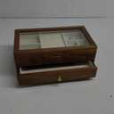 Beexchange Black Walnut Wooden Jewelry Box - Allwood, Handcrafted, Glass Lid 1 drawer. Gift for Women, Men, and Girls. Jewelry Organizer Storage(Double-Layer)