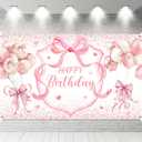 6 x 3.6 ft Pink Bow Coquette Birthday Decorations Bow Backdrop for Party Decor for Girls Women Photography Backgrounds Bachelorette Supply