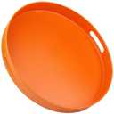 SforGUVA Round Orange Decorative Serving Tray with Handles, 13” Versatile Ottoman Tray for Coffee Table, Entertaining, Outdoor Patio, Living Room