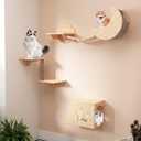 PUPETPO Cat Wall Shelves 7PCS Set for DIY Solid Wood Star Houses & Condos Perches Scratching Post Cat Bridge for Kitty & Kitten Modern Cat Tree