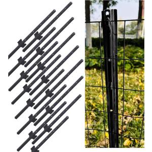 3 Feet Metal Fence Post Black, Pack of 15, for 24 Inch High Garden Welded Wire Fence U-Channel Steel Garden Post