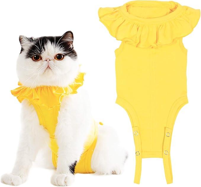 Cat Recovery Suit for Abdominal Wounds and Skin Diseases,Breathable Surgical Recovery Shirt After Surgery Wear Anti Licking Wounds,E-Collar Alternative for Female Cats Kitten(RSC01-orange-s)
