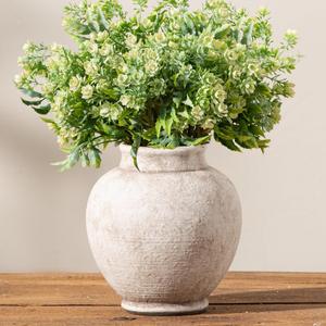 Ceramic Flower Vase, 6 Inch Small Rustic Farmhouse Vase Decorative Vases Home Decor Short Pottery Vases for Table Living Room Entryway Mantel Bookshelf Bedroom Bathroom Kitchen - Rustic
