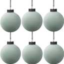 6 Pcs Velvet Christmas Balls Bulk Shatterproof Plastic Christmas Tree Decorations for Decorative Hanging Baubles (6, Haze Blue, 3.94Inch)