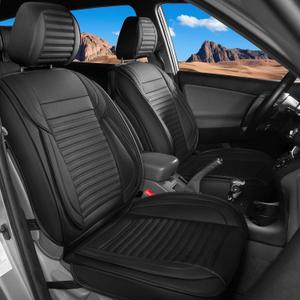 LINGVIDO Car Seat Covers, Breathable and Waterproof Faux Leather Automotive Seat Covers for Cars SUV Pick-up Truck Sedan,Universal Anti-Slip Driver Seat Cover with Backrest (Full Set, Black)