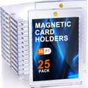 25ct Magnetic Card Holders for Trading Cards, 35pt One Card Holder Touch, Card Protectors Hard Plastic, U-V Protection Baseball Card Holder, Magnetic Card Case for Sports Cards, Standard Cards