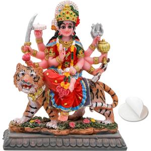 alikiki Small Maa Durga MATA Statue - 4.1 H Durga Sculpture India God Hindu Goddess Murti Hindu Pooja Item for Home Office Temple Mandir Altar Puja Diwali Gifts Diwali Decor