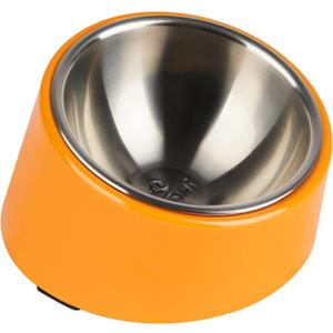 SuperDesign Mess Free 15 Slanted Bowl for Dogs and Cats, Tilted Angle Bulldog Bowl Dog Feeder, Non-Skid & Non-Spill, Easier to Reach Food M/1 Cup Bright Orange