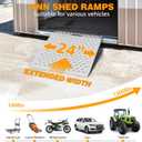 VNN 29" x 24" Shed Ramp for Riding Mower & Lawn Equipment | 750 LB Capacity Anti-Slip Punch Plate Ramp for ATV, Motorcycles, Garages & Barns (1PC, Aluminum)