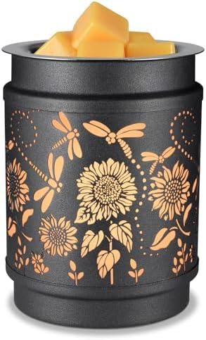 kobodon Wax Melt Warmer Metal Wax Warmer for Scented Wax Electric Fragrance Candle Oil Burner 2 in 1 Wax Melts as Gifts for Moms Grandma Women Girls(Sunflower)