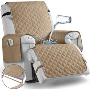TAOCOCO Stretch Recliner Cover for Middle Seat, 1-Piece Polyester Fabric Seat Slipcover for Recliner Sofa Covers(Camel, 1 Armless Chair Cover)